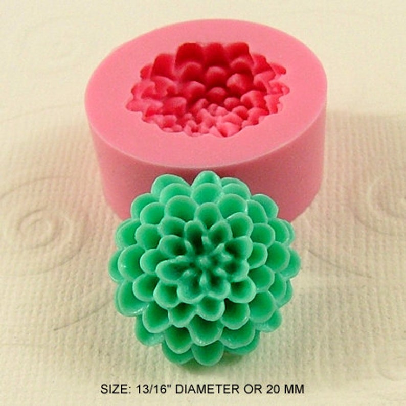 Chrysanthemum Pom Pom Cabochon Flexible Silicone Mold/Mould 20mm for Crafts, Jewelry, Scrapbooking, resin, pmc, polymer clay 210 image 1