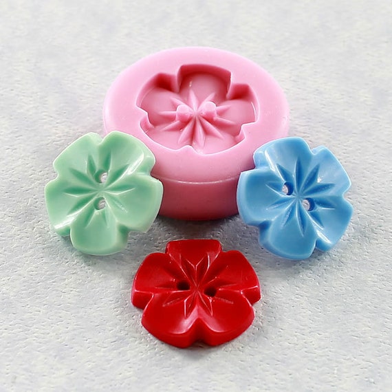 Flatback Flower Molds Polymer Clay Silicone Mold Rose SMALL Flower Cabochon  Moulds PMC 