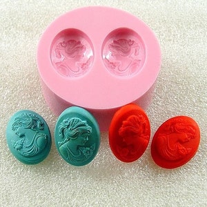 Lady Cameo Mold Flexible Silicone Mould Earring Mold Resin Mold Scrapbooking Embellishment Mould Portrait Cameo  (124)