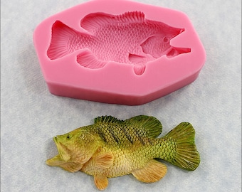 Fish Silicone Mold Fresh Water Bass Mould Resin Polymer Clay Chocolate Fondant Candy Wax (342)