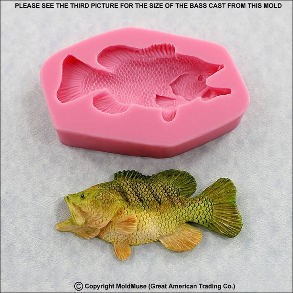 Fish Silicone Mold Fresh Water Bass Mould Resin Polymer Clay Chocolate Fondant Candy Wax (342)
