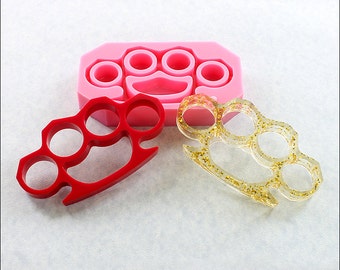 Brass Knuckles Mold Large Full Size Flexible Silicone Mould - Crafts, Jewelry, Resin, PMC,  Scrapbooking, Polymer Clay, Push Mold (505)