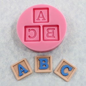 Baby Block Mold Resin Polymer Clay Candy Fondant Wax Baby Shower Cupcake Toppers 341 image 1