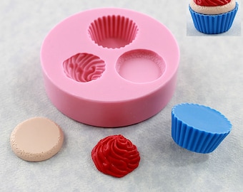 Kawaii Cupcake Mold Mould Resin Polymer Clay Wax Chocolate Fondant (321)