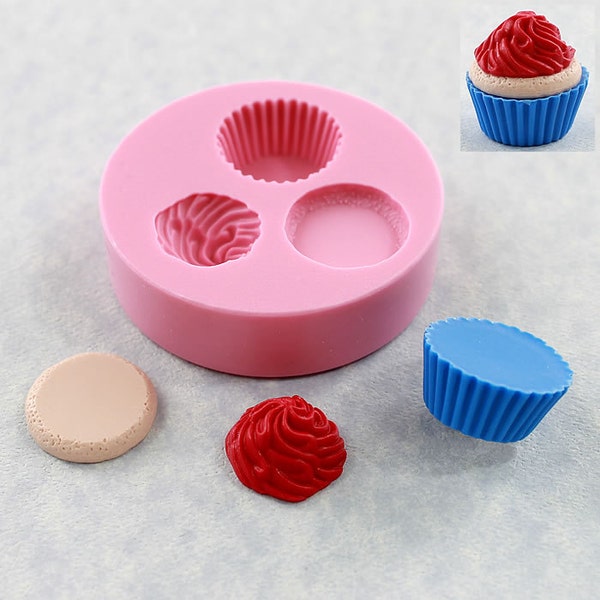 Kawaii Cupcake Mold Mould Resin Polymer Clay Wax Chocolate Fondant (321)