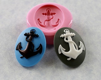 Anchor Cameo Silicone Mold Mould Nautical 40mm Resin Mold Polymer Clay Mold (280)