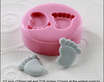 TINY Baby Feet Flexible Mini Mold/Mould (12mm) for Crafts, Jewelry, Scrapbooking (resin, paper,  pmc, epoxy, polymer clay ) (133)