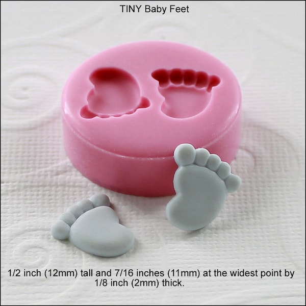 TINY Baby Feet Flexible Mini Mold/Mould (12mm) for Crafts, Jewelry, Scrapbooking (resin, paper,  pmc, epoxy, polymer clay ) (133)