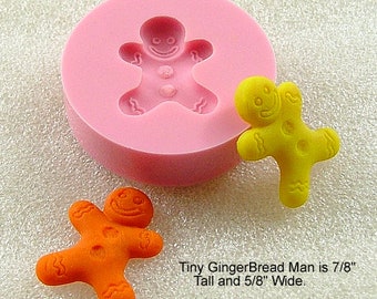 2 Miniature Little Christmas Gingerbread men Cookie bead floating cab charm 10mm 