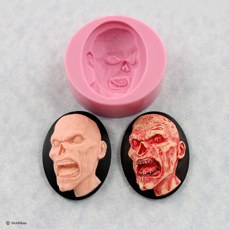 Zombie Cameo Mold 40mm x 30mm Silicone Mold Resin Polymer Clay Chocol…