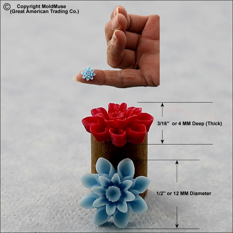 Tiny Mum Flower Silicone Mold Mini Mum resin, polymer clay, 223b image 2