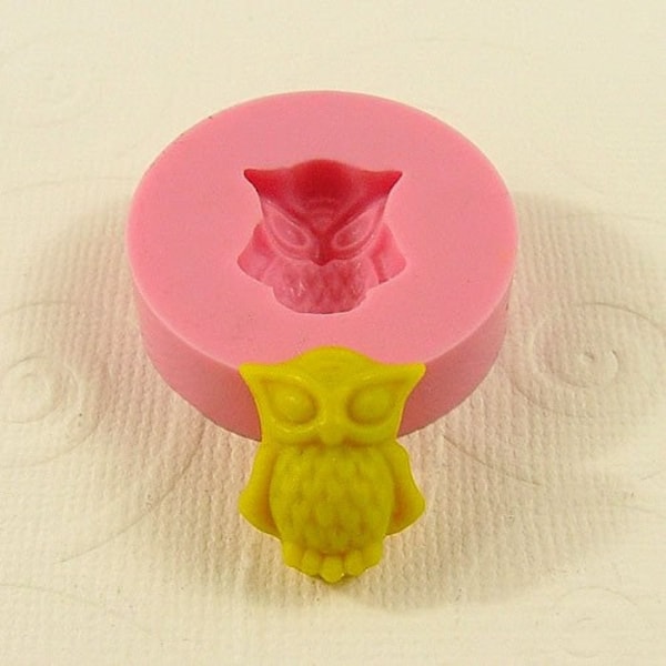 Tiny Owl Cabochon Flexible Silicone Mold/Mould (16mm) for Crafts, Jewelry, Scrapbooking, (resin, pmc, plaster, epoxy, polymer clay) (203)