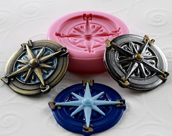 Nautical Silicone Mold Compass Resin Polymer Clay PMC Flexible Jewelry mold mould (282)