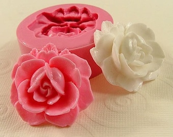 Rose Flower Mold Cabochon Flexible Silicone Mould (35mm) for Crafts, Jewelry, soap, resin, pmc,  polymer clay, fondant, chocolate (223)