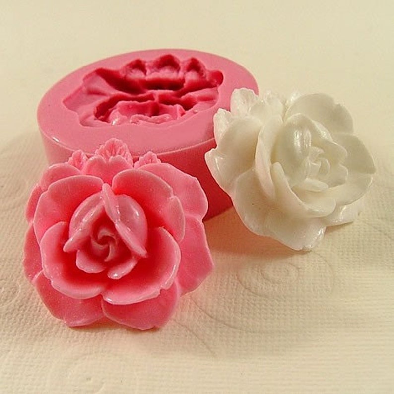 Rose Flower Mold Cabochon Flexible Silicone Mould 35mm for Crafts, Jewelry, soap, resin, pmc, polymer clay, fondant, chocolate 223 image 1