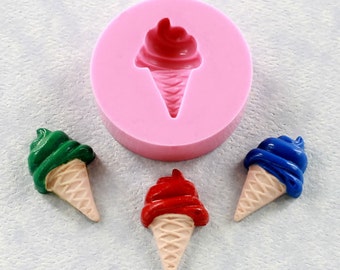 Kawaii Mini Ice Cream Cone Mold Miniature Food Mold Polymer Clay Resin Kawaii Jewelry (301)