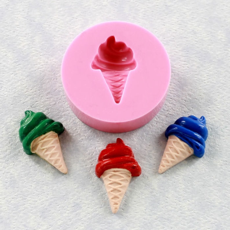 Kawaii Mini Ice Cream Cone Mold Miniature Food Mold Polymer Clay Resin Kawaii Jewelry 301 image 1