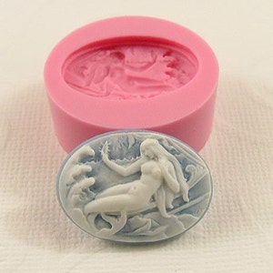 Mermaid Cameo Flexible  Mold/Mould (25mm) for Crafts, Jewelry, Scrapbooking (resin, pmc,  polymer clay) (184)