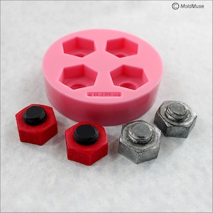 Nut Bolt Mold Steampunk Industrial Silicone Mold Fondant Resin Polymer Clay Candy Chocolate (356)