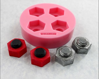 Nut Bolt Mold Steampunk Industrial Silicone Mold Fondant Resin Polymer Clay Candy Chocolate (356)