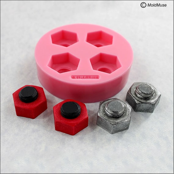 Nut Bolt Mold Steampunk Industrial Silicone Mold Fondant Resin Polymer Clay Candy  Chocolate 356 