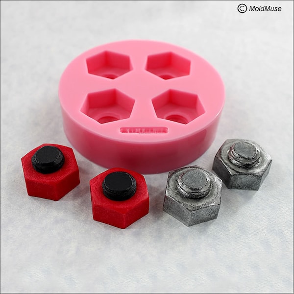 Nut Bolt Mold Steampunk Industrial Silicone Mold Fondant Resin Polymer Clay Candy Chocolate (356)