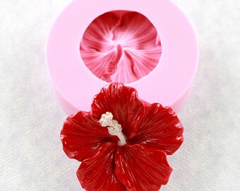 Large Hibiscus Flower Silicone Mold Mould Resin Polymer Clay Jewelry Pendant Soap Mold (304)