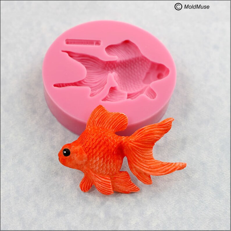 Goldfish Silicone Mold Fondant, Resin, Polymer Clay, Wax, Sugar Craft 355 image 1