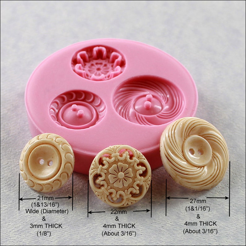 Vintage Button Casting Mold Flexible Silicone Mold/Mould for Crafts, Jewelry, chocolate, fondant, candy, resin, pmc, polymer clay 288 image 2