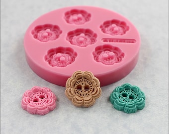 Small Button Mold 7/8 inch Crochet Look Resin, Fondant, Polymer Clay, Wax, Chocolate  (363)