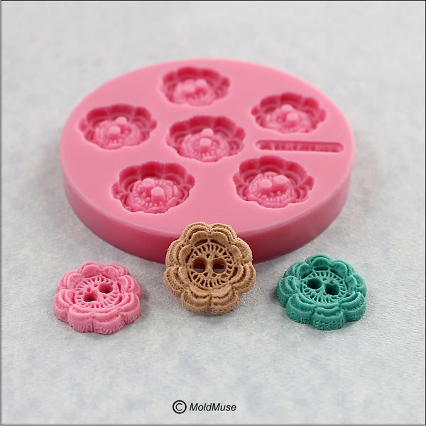 Small Button Mold 7/8 inch Crochet Look Resin, Fondant, Polymer Clay, Wax, Chocolate  (363)