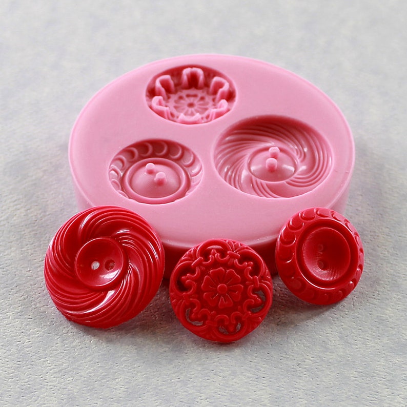 Vintage Button Casting Mold Flexible Silicone Mold/Mould for Crafts, Jewelry, chocolate, fondant, candy, resin, pmc, polymer clay 288 image 3