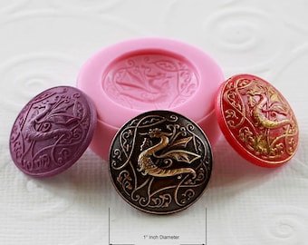 Dragon Button Mold Mould Resin Polymer Clay Wax Chocolate Fondant Candy (257)