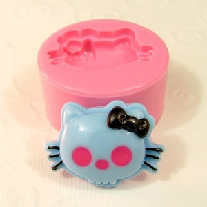 Kitty Skull Mold Flexible Silicone Mould Cabochon Mold Resin Polymer Clay Utee PMC Fimo Sculpey (276)