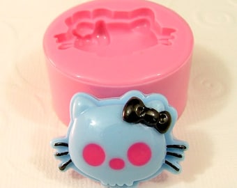 Kitty Skull Mold Flexible Silicone Mould Cabochon Mold Resin Polymer Clay Utee PMC Fimo Sculpey (276)
