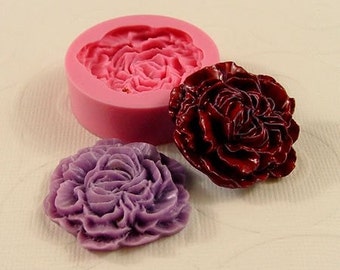 Carnation  Peony Cabochon Mold Flexible Silicone Mold/Mould (32mm) for Crafts, Jewelry, Scrapbooking, (wax, resin, pmc, polymer clay) (214)