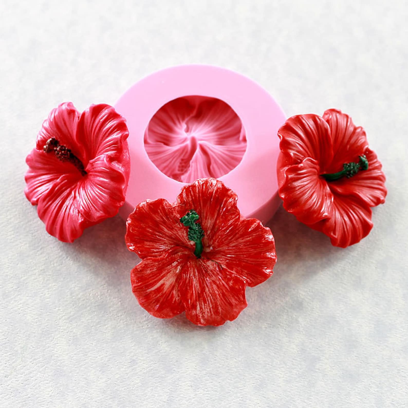 Large Hibiscus Flower Silicone Mold Mould Resin Polymer Clay Jewelry ...