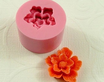 Mold Sakura Flower Cabochon Flower  Mould (22mm) fondant, chocolate, candy, resin,  pmc, polymer clay) (155)