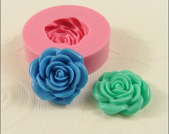 Rose Flower Mold Cabochon Mould (21mm) for fondant chocolate resin pmc polymer clay mold (212)