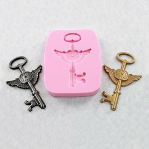 Steampunk Mold Winged Key Mould Silicone Resin Polymer Clay Wax 319 image 1