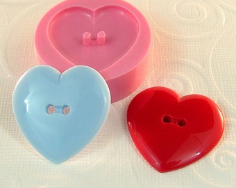 Heart Button Mold Flexible Silicone Mould Resin Mold Polymer Clay Mold Utee PMC DIY Button (267)