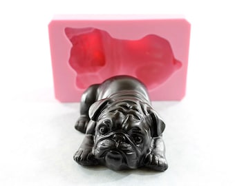 Bulldog Soap Mold Silicone Mould Full Size Soap Candy Chocolate (502)