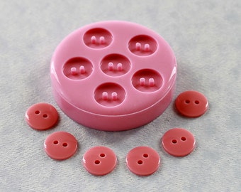 Button 6 cavity Flexible Silicone Mold/Mould (12mm) for Crafts, Jewelry, Scrapbooking, (resin, paper,  pmc, plaster, polymer clay) (235)