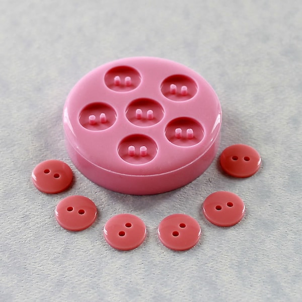 Button 6 cavity Flexible Silicone Mold/Mould (12mm) for Crafts, Jewelry, Scrapbooking, (resin, paper,  pmc, plaster, polymer clay) (235)
