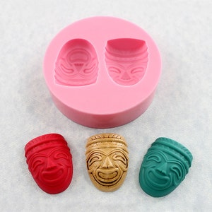 Happy Tiki face mold plastic garden casting tropical mould 