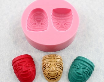 Tiki Mask Mold Mould Silicone Resin Mold Polymer Clay Fondant Chocolate Candy (336)