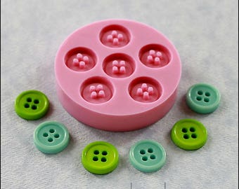 Four Hole Rimmed Button  Flexible Silicone Mold/Mould (12mm) for Crafts, Jewelry, Scrapbooking, Sewing (resin, polymer clay) (236)