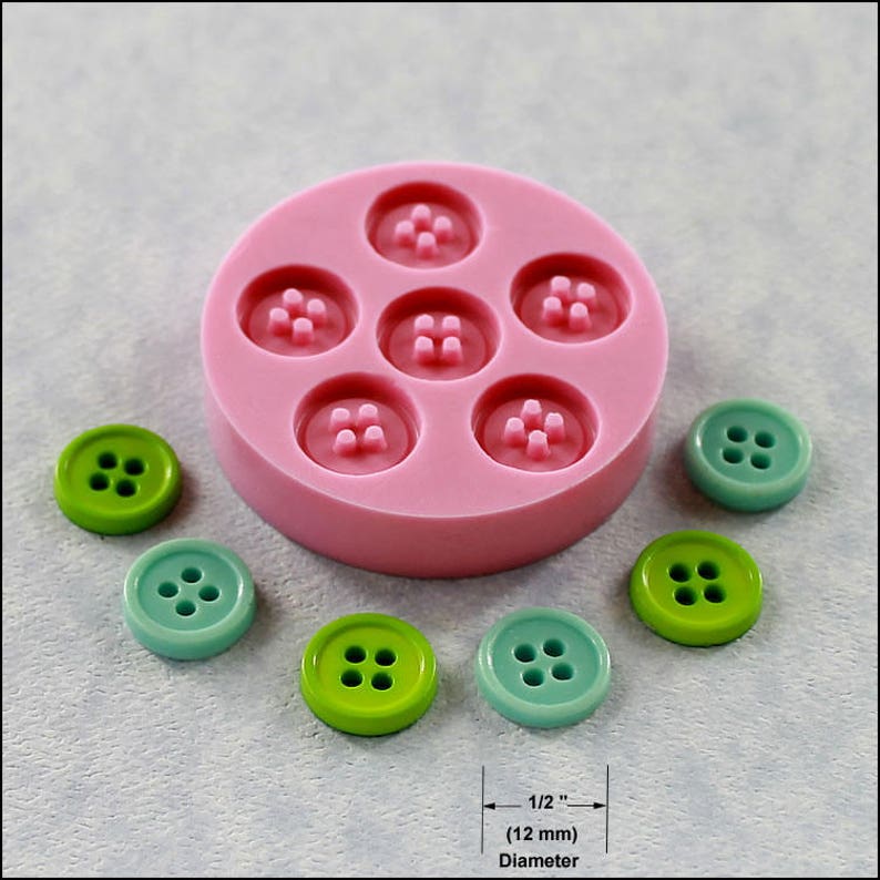 Four Hole Rimmed Button Flexible Silicone Mold/Mould 12mm for Crafts, Jewelry, Scrapbooking, Sewing resin, polymer clay 236 image 1