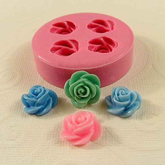 Rose Flower Mold Cabochon Flexible Silicone Mould 35mm for Crafts