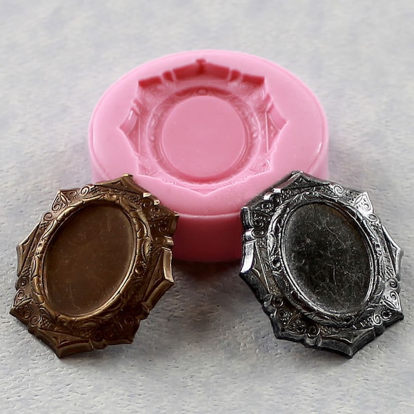 Miniature frame mold for 18mm Cameo Resin Mold Polymer Clay mold (285)
